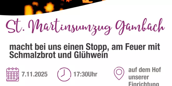 Ihr seid herzlich eingeladen zum St. Martins feuer mit Umtrunk und Schmalzebrot bei uns auf dem Hof um 17:30Uhr