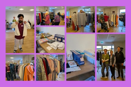 Collage aus Bildern vom Wäscheverkauf